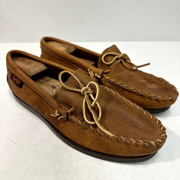 VERY GOOD Quoddy Men's Canoe Lace Up Moccasin Whipstitch Camp Moc Made in USA 11 - Picture 1 of 11